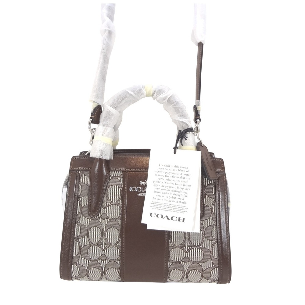 Coach Andrea Carryall Bag Womens Small Oak Maple NEW Signature Jacquard CT766